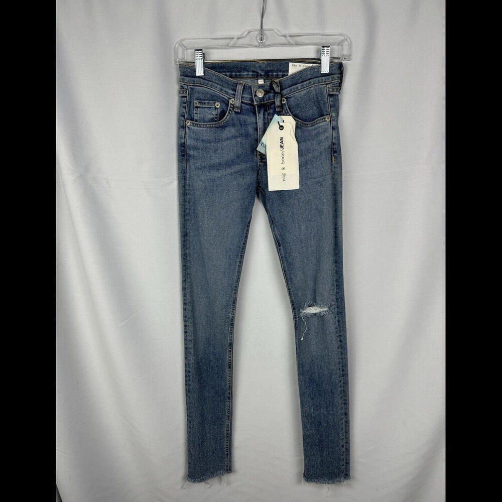 Rag & Bone Skinny Distressed Jeans Midland Blue Size 25x28